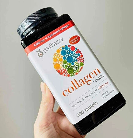 Youtheory Collagen Kolajen Plus Biotin 390 Tablets