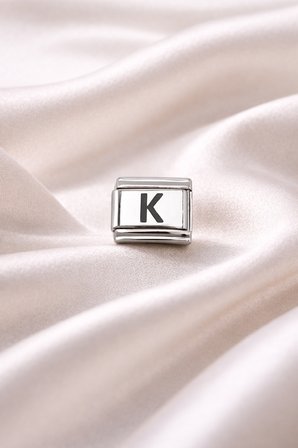 K Harf Charm | Çelik Bileklik Aksesuarı | Kişiye Özel Harf Modülü | Minimal & Şık Tasarım