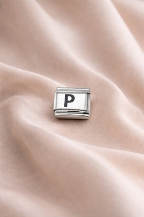 “P” Harf Charm – Çelik Bileklik Modülü, Kişiye Özel Harf Aksesuarı