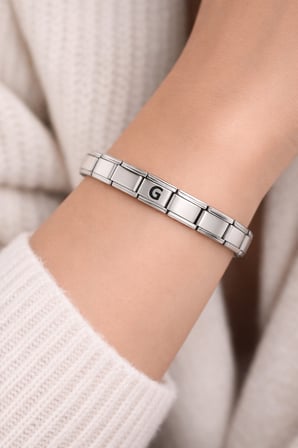 G Harfli Çelik Bileklik G – Kişiye Özel Baş Harf Bileklik – Paslanmaz Çelik Zarif Kadın Bileklik