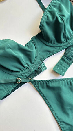 ASLA TERLETME YAPMAZ ASKILI KALP DETAYLI SÜTYEN TAKIMI İÇ GİYİM KADİN ÇAMAŞIR TAKIMI  SÜTYEN TAKIMI