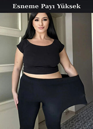 Tamamen İçi Polarlı Peluş Tayt Battal Yüksel Beden 