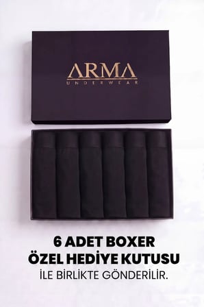 Özel Seri Kutu Damat Seti Çeyizlik Erkek Premium Bambu Siyah Boxer 6'lı Hediye Kutulu