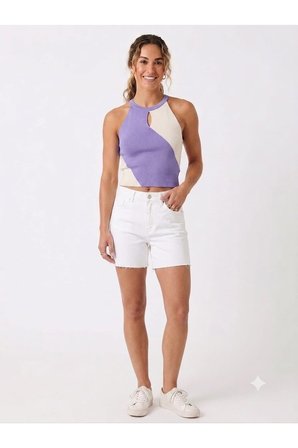 ASKILI KOLSUZ HALTER YAKA TRİKO KADIN BLUZ