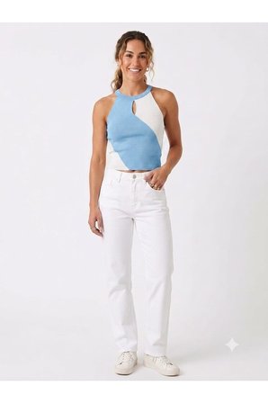 ASKILI KOLSUZ HALTER YAKA TRİKO KADIN BLUZ