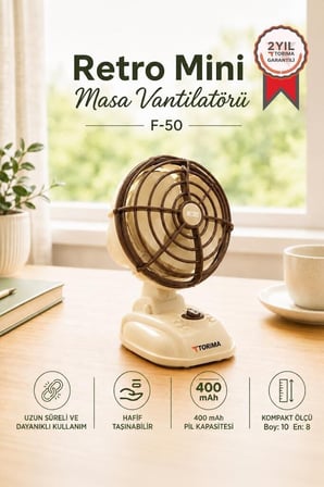 Özel Seri Aksesuar Fan Çeşidi Alternatif Şarjlı Masaüstü Vantilatör F50 Beyaz