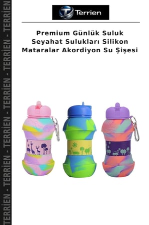Premium Günlük Suluk Seyahat Sulukları Silikon Mataralar Akordiyon Su Şişesi