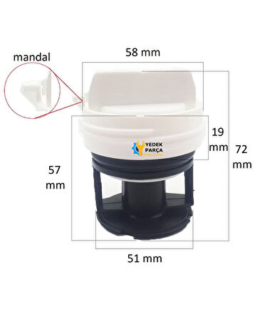 Profilo Uyumlu CM0800HTR Çamaşır Makinesi Su Pompa Filtre Kapağı