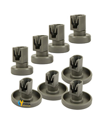 AEG Uyumlu F44010ID Bulaşık Makinesi 4 Adet ALT - 4 Adet ÜST Sepet Tekerleği