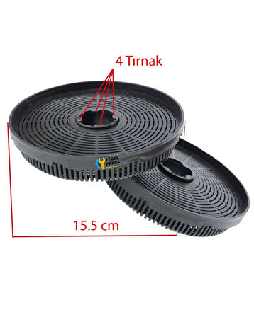 Kumtel Uyumlu Aspiratör Karbon Filtresi 15.5 CM 4 Tırnaklı