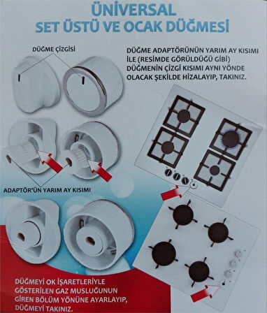 Dominox Uyumlu Düğme 4 lü Takımı Ankastre Set Üstü Ocak Düğmesi
