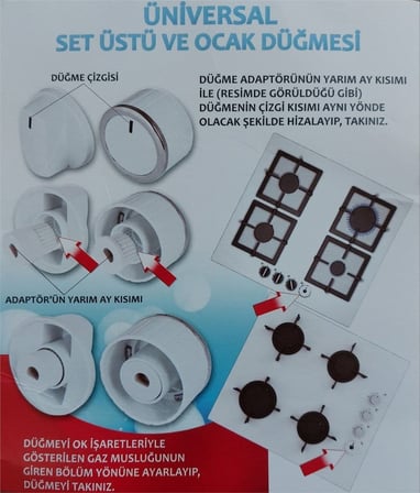 Avec Uyumlu Düğme 4 lü Takımı Ankastre Set Üstü Ocak Düğmesi