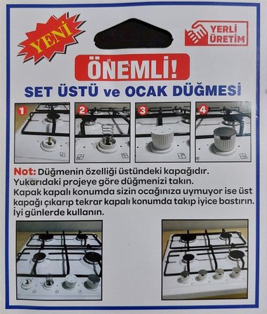 Pera Düğme 4 lü Takımı Ankastre Set Üstü Ocak Düğmesi - Siyah (YAYLI) Görselle Eşleştiriniz