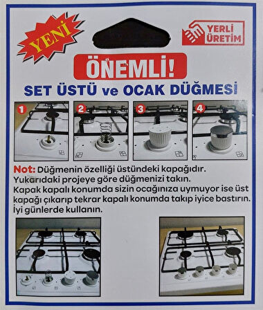 Simfer Uyumlu Düğme 4 lü Takımı Ankastre Set Üstü Ocak Düğmesi - Siyah (YAYLI) Görselle Eşleştiriniz
