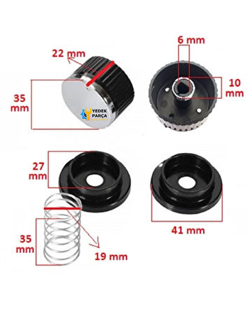 Hook Düğme 4 lü Takımı Ankastre Set Üstü Ocak Düğmesi Beyaz Yaylı Görselle Eşleştiriniz