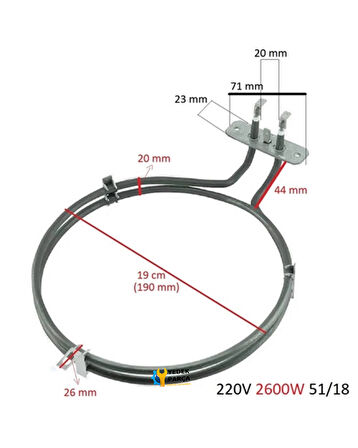 Şamdan Turbo Fırın Rezistansı 2600 W Ölçülere Dikkat Ediniz