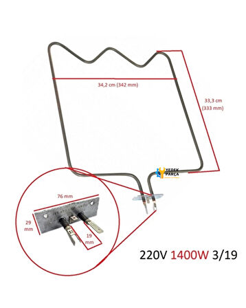 Beko Uyumlu D6674G Fırın Alt Rezistansı 262900002 1400 W Ölçülere Dikkat Ediniz