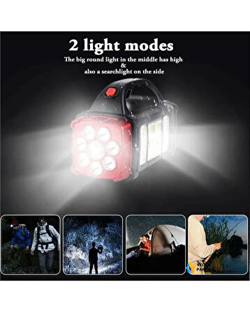 Güneş Enerjili Usb Girişli Powerbank Özellikli 3 Taraflı El Feneri Acil Durum RC-1678