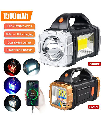 El Feneri Projektör Solar Şarjlı 25W Led+Smd+Cob GL-2289