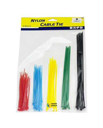 Renkli Kelepçe Cırt - Naylon Kablo Bağı Seti - 125'li Paket, Dayanıklı ve Çok Amaçlı