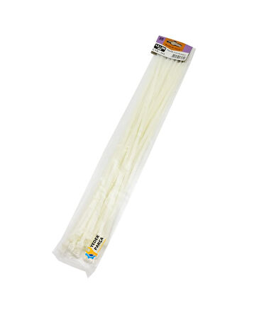 Beyaz Kelepçe Cırt - Naylon Kablo Bağı - 25'li Paket, Dayanıklı ve Çok Amaçlı KOD:164 4,8X380mm