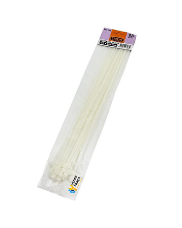 Beyaz Kelepçe Cırt - Naylon Kablo Bağı - 25'li Paket, Dayanıklı ve Çok Amaçlı KOD:163 3,6X300mm