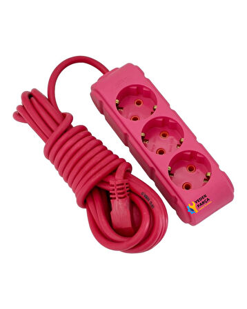Ufo 5m Fuşya Üçlü Priz Uzatma Kablosu