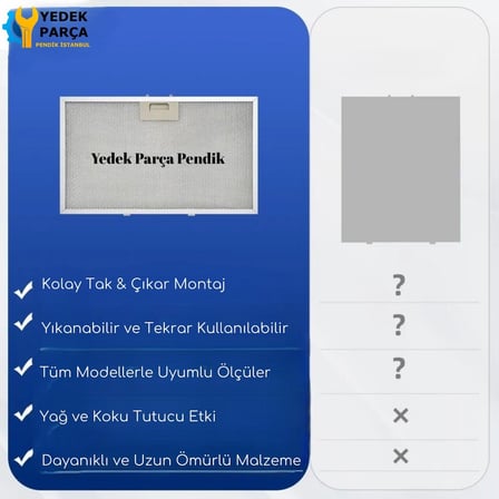 Beko: ADV5150 | 253x300 mm Aspiratör & Davlumbaz Tel Yağ Filtresi | Model: 00431222 - 50248271004 - 9189387004 | 25x30 cm