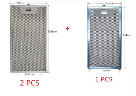 Bosch-Siemens Aspiratör & Davlumbaz Tel Yağ Filtresi 2 Adet 302x165mm - 1 Adet 255x125mm 00746790-11004960 F11 F12