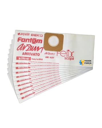 Fantom Uyumlu Universal WD 1700 Süpürge Kağıt Toz Torbası 10 Adet
