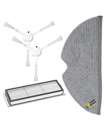 Xiaomi Uyumlu Mi Robot vakum 2 Pro + Robot Süpürge Hepa Filtre Mop Bezi Yan Fırça 2Ad
