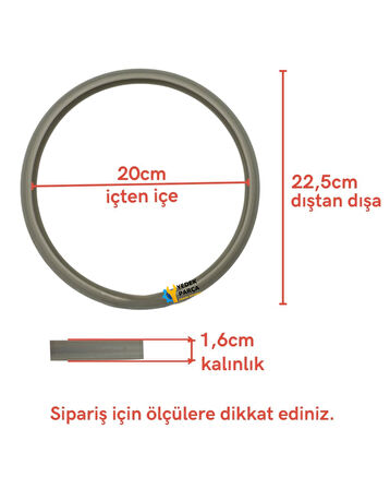 Lastik Silikon Arzum Uyumlu Düdüklü Tencere Contası Lastik Küçük İçten 20cm, Dıştan 22,5cm