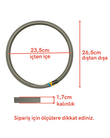 Lastik Silikon Arzum Uyumlu Düdüklü Tencere Contası Lastik Küçük İçten 23,5cm, Dıştan 26,5cm