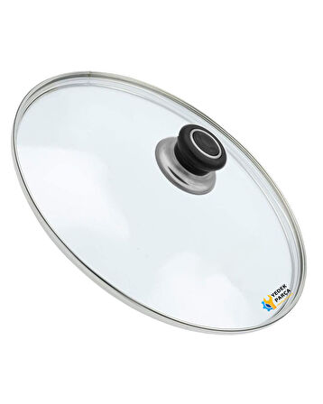 Tencere Sahan Tava Cam Kapağı Kapak 14 cm Siyah Tutma Tepesi