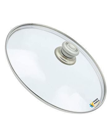 Tencere Sahan Tava Cam Kapağı Kapak 14 cm Gri Tutma Tepesi