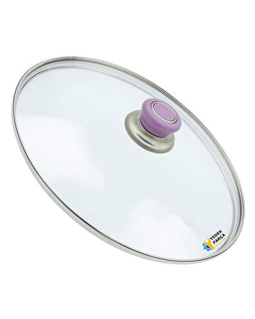 Tencere Sahan Tava Cam Kapağı Kapak 16 cm Lila Tutma Tepesi