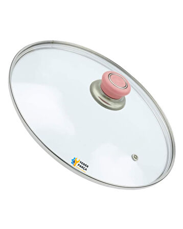 Tencere Sahan Tava Cam Kapağı Kapak 18 cm Pembe Tutma Tepesi