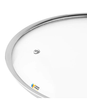 Tencere Sahan Tava Cam Kapağı Kapak 18 cm Pembe Tutma Tepesi