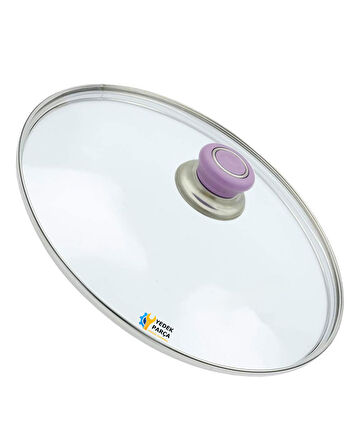 Tencere Sahan Tava Cam Kapağı Kapak 34 cm Lila Tutma Tepesi