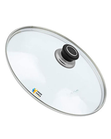 Tencere Sahan Tava Cam Kapağı Kapak 36 cm Siyah Tutma Tepesi