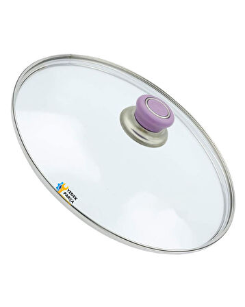 Tencere Sahan Tava Cam Kapağı Kapak 40 cm Lila Tutma Tepesi