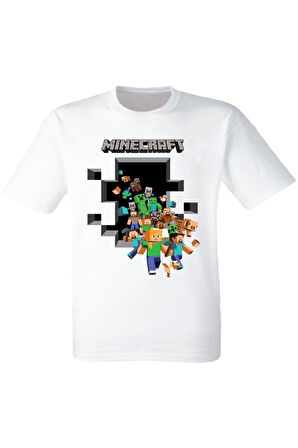 Harika Tasarım Minecraft Baskılı Çocuk Tişörtü