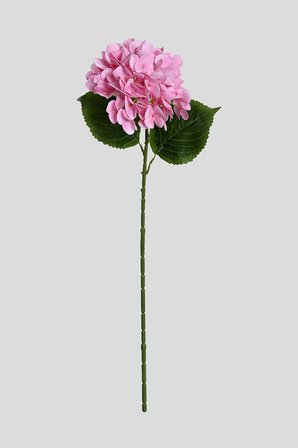  Pembe Yapay  Ortanca Çiçeği Tek Dal Premium Canlı Islak Dokulu 68 cm