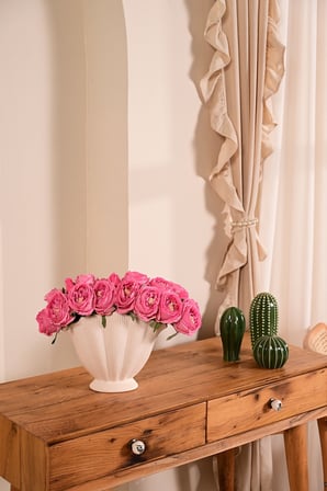 Fuşya Yapay Lüx Şakayık Çiçeği Buketi 6 Dallı Premium Canlı Islak Dokulu 30 cm