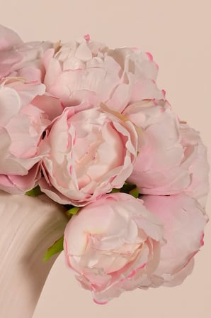 Pembe  Premium Yapay Peony Şakayık Çiçeği  Buketi 7 Dallı Lüx İpeksi Dokulu 25 cm