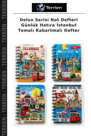 Delux Serisi Not Defteri Günlük Hatıra İstanbul Temalı Kabartmalı Defter