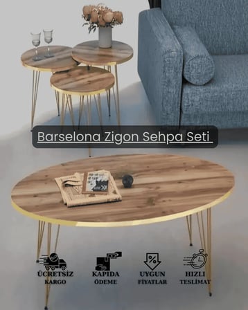 Barselona Zigon Sehpa Seti