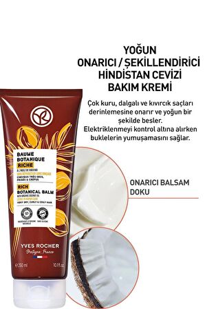 YVES ROCHER Yoğun Onarıcı/Şekillendirici (Baume Botanique) Hindistan Cevizi Prebiyotik Bakım Kremi-Vegan-250 ml