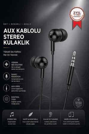 Özel Üretim Kablolu Kulaklık Girişli H10 Siyah Eğlence Mikrofonlu Tablet