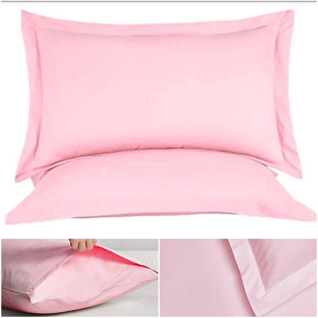 %100 COTTON PEMBE YASTIK KILIFI (2 ADET)